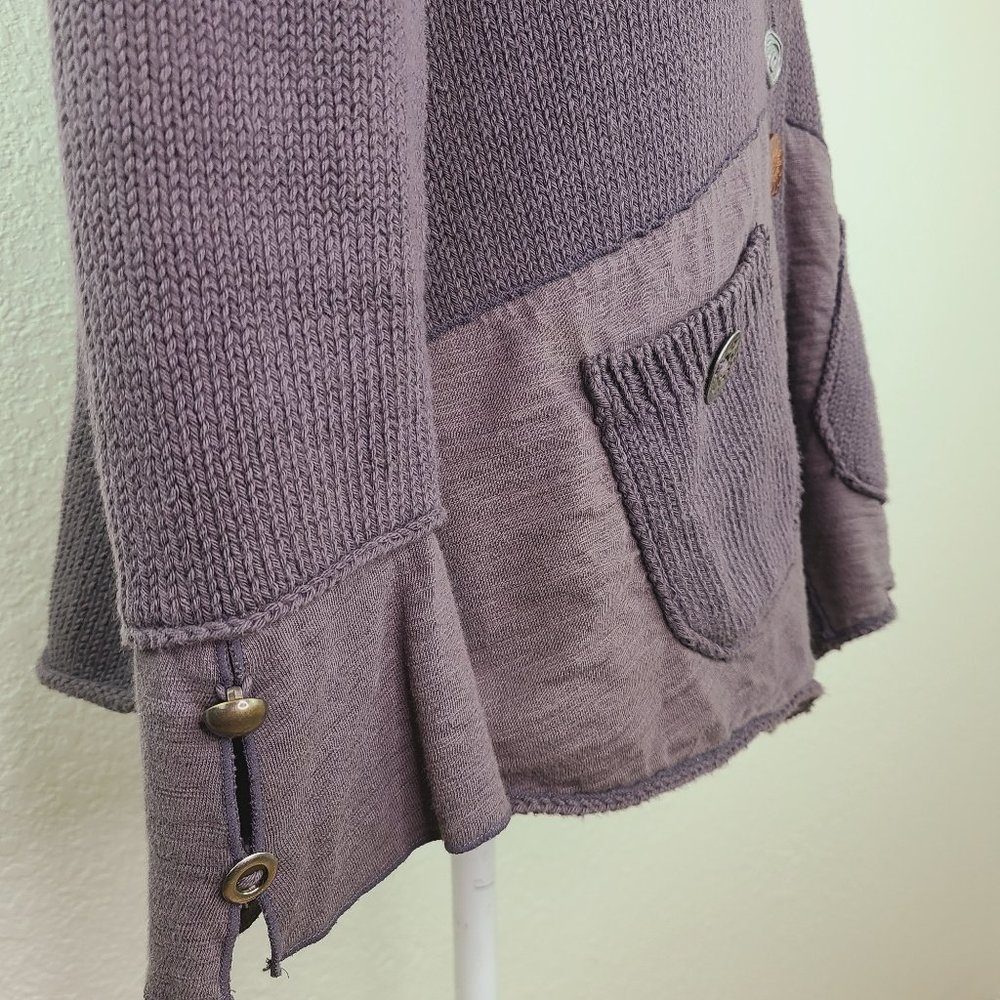 Pure Handknit Boho Gray Cardigan Sweater - Picture 5 of 9